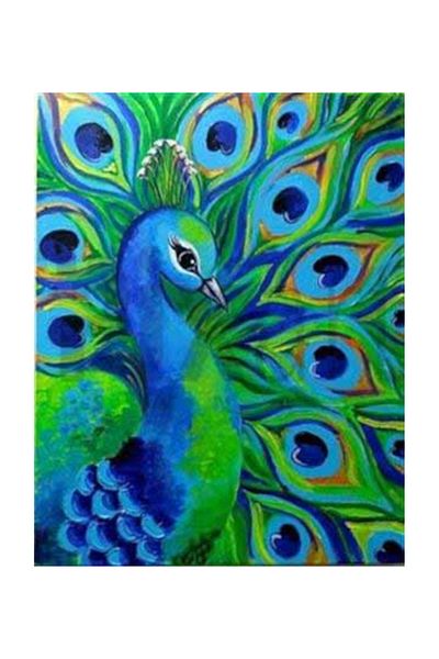 pixartsanat Green Peacock Drawing Pixart Art Diamond Mosaic Painting Daimond Turkey 48*60