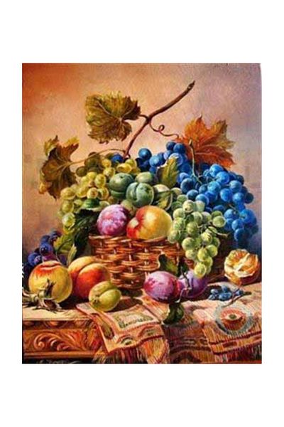 pixartsanat Summer Fruits in the Basket Pixart Art Diamond Mosaic Painting Diamond Turkey 46*56