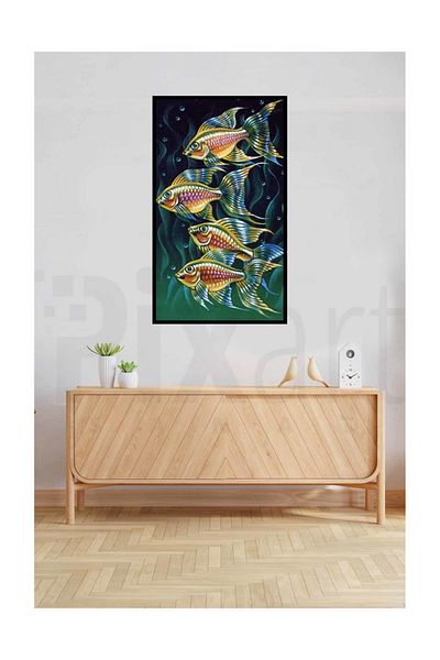 pixartsanat Bright Fishes Pixart Art Diamond Mosic Painting Daimond Turkey 43*71