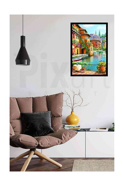pixartsanat Houses on the Shore Pixart Art Diamond Mosaic Painting Diamond Turkey 38*53