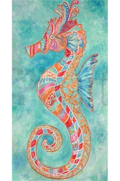 pixartsanat Sea Horse with Colorful Drawing Pixart Art Diamond Mosaic Painting Daimond Türkiye 43*78