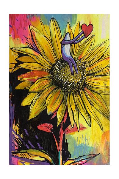 pixartsanat Sunflower And Abstract Human Pixart Art Diamond Mosaic Painting Diamond Türkiye 40*50