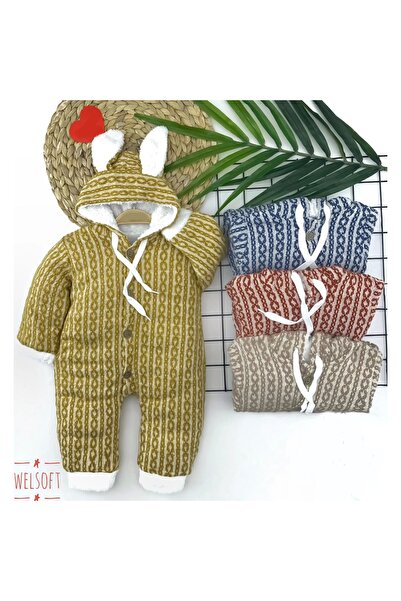 Narnuga Mi̇rayli̇fe 6-9-12-18 Months Button Closure Eared Hooded Knitwear Fab...