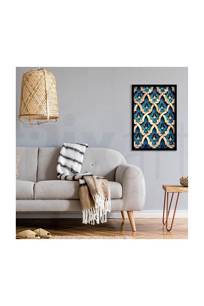 pixartsanat Pixart Blue Patterned Diamond Mosaic Diamond Wall - Turkey 43*74