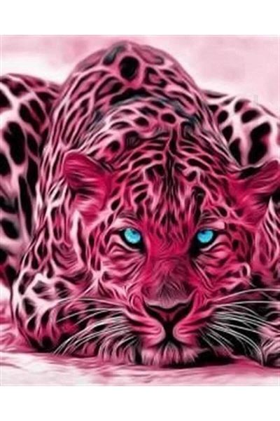 pixartsanat Leopard Patterned Pink Mosaic - 40x50 PixArt Art, Diamond Diamond Türkiye