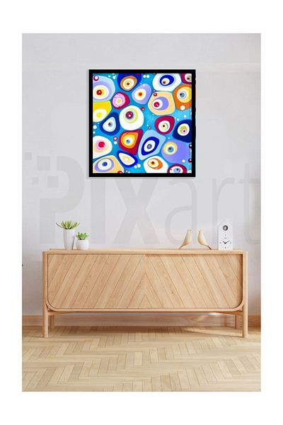 pixartsanat Colorful Evil Eye Pixart Art Diamond Mosaic Painting Diamond Türkiye 52*52