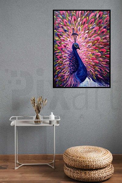 pixartsanat A Majestic Peacock 30 *40 Cm Pixart Art Diamond Mosaic Painting Diamond Turkey
