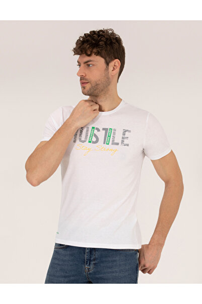 Pierre Cardin Λευκό μπλουζάκι με στάμπα και λαιμόκοψη ποδηλάτου σε στενή γραμ...