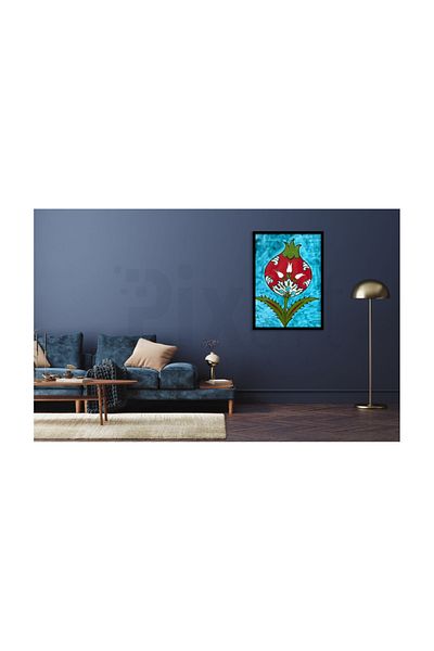 pixartsanat Turquoise Background Red Tulip Pixart Art Diamond Mosaic Painting Diamond Türkiye 40*53