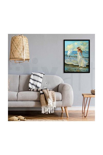 pixartsanat Girl with White Umbrella Pixart Artwork Mosaic Painting Diamond Turkey 41*51