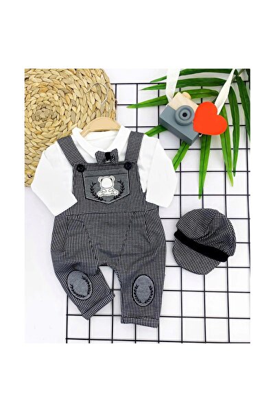 Narnuga Mi̇rayli̇fe 3-6-9-12 Months Gray Embroidery Detailed Cap Hat Long Sle...