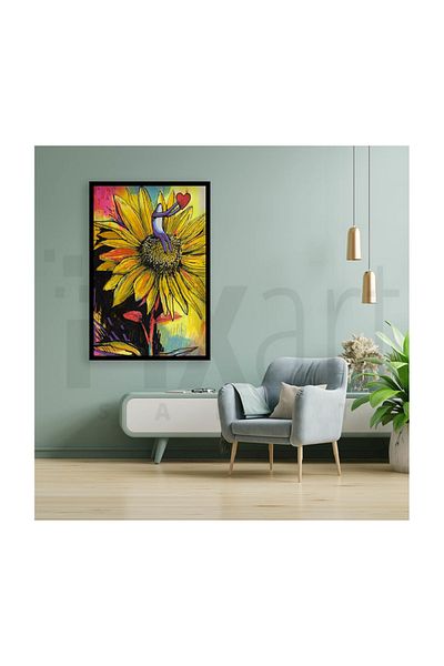 pixartsanat Sunflower And Abstract Human Pixart Art Diamond Mosaic Painting Diamond Türkiye 40*50
