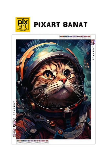 pixartsanat Astronaut Cat 30x40 PixArt Art Diamond Mosaic Painting Diamond Turkey