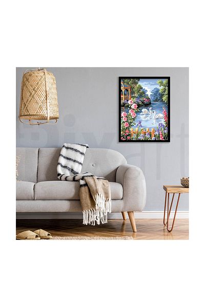 pixartsanat Swans Pixart Art Diamond Mosaic Painting Diamond Turkey 40*50