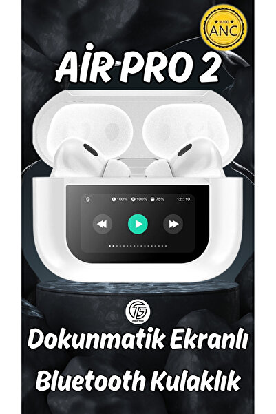 QÜMÜŞ Dokunmatik Led Ekranlı Bluetooth Pro 2.Nesil Bluetooth Kulaklık İphone13 Mini Uyumlu