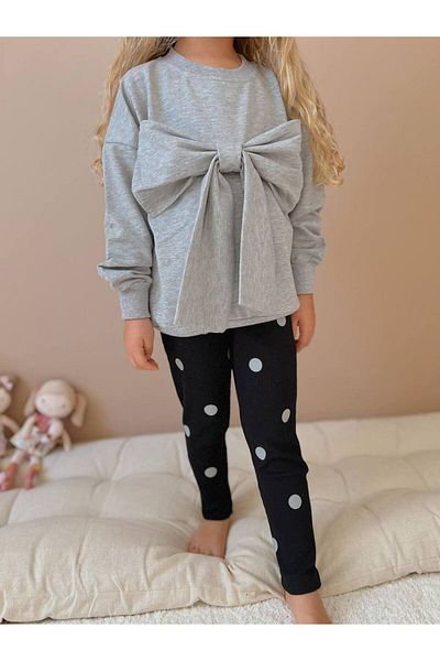 YİGİT BUTİK Yigit Boutique Girl's Set with Bow Detail and Tights