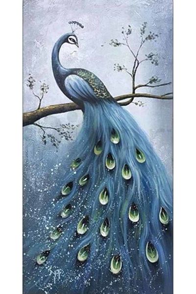 pixartsanat Beautiful Peacock on Branch Pixart Art Diamond Mosaic Painting Daimond Turkey 40*76