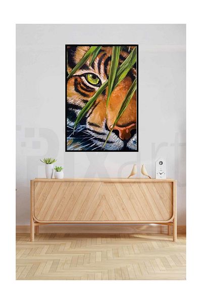 pixartsanat Green Eyed Tiger Pixart Art Diamond Mosic Painting Daimond Türkiye 43*63