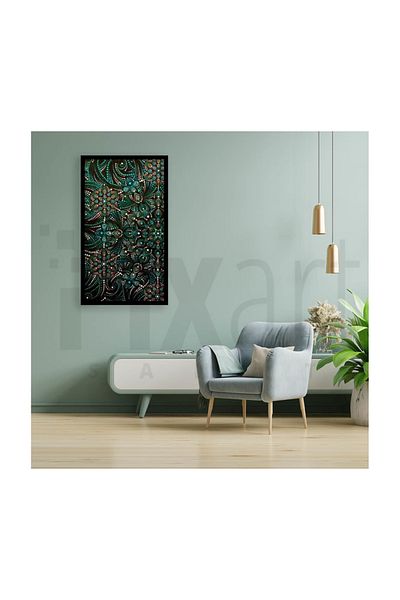 pixartsanat Elegant Green Pattern Pixart Art Diamond Mosaic Painting Diamond Turkey 43*76