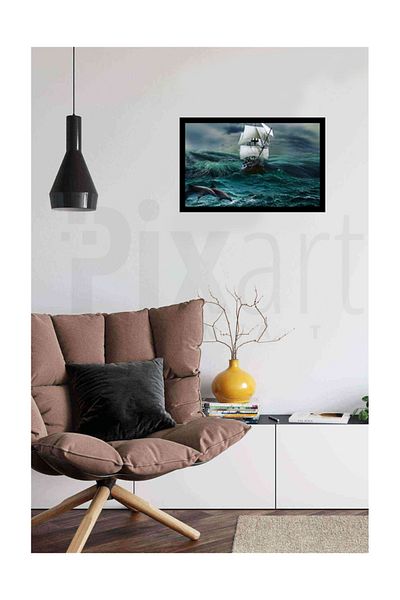 pixartsanat Dolphins And Ship Pixart Art Diamond Mosaic Painting Diamond Turkey 64*51
