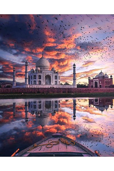 pixartsanat Taj Mahal Mosaic Pixart Painting - 40X60