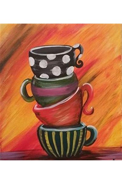 pixartsanat Patterned Cup Set Pixart Art Diamond Mosaic Painting Diamond Türkiye 38*43