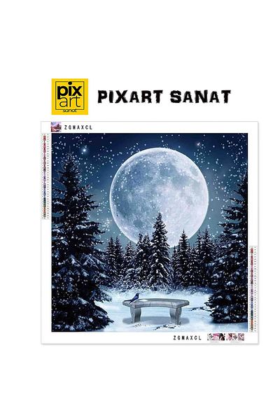 pixartsanat White Pitted Pines 30x30 PixArt Art Diamond Mosaic Painting Diamond Turkey