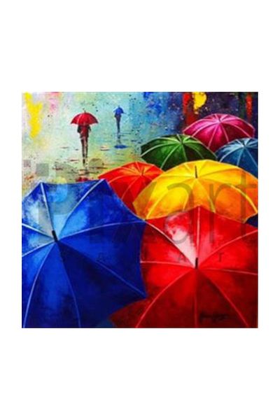 pixartsanat Colorful Umbrella Pixart Art Diamond Mosaic Painting Diamond Türkiye 56*56