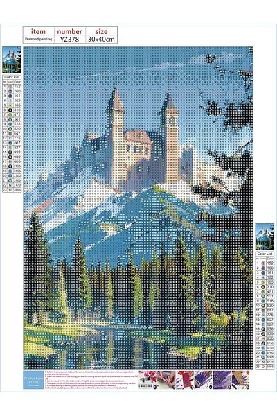 pixartsanat Castle Pixart Art Diamond Mosaic Painting Diamond Turkey 30X40