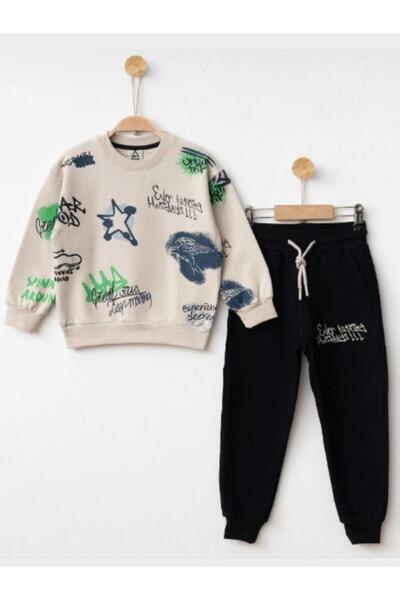 Zekids Σετ αθλητικής φόρμας από βαμβακερό γραπτό αγόρι με σεντόνια