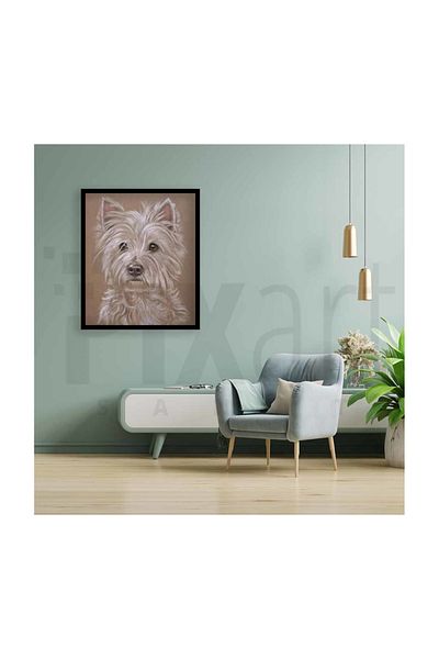 pixartsanat White Dog Pixart Art Diamond Mosic Painting Daimond Turkey 45*53