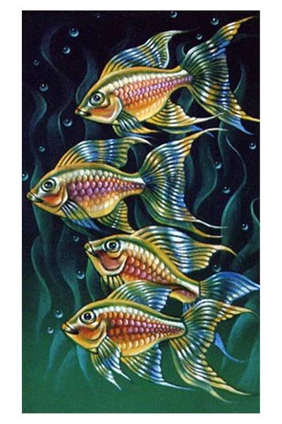 pixartsanat Bright Fishes Pixart Art Diamond Mosic Painting Daimond Turkey 43*71
