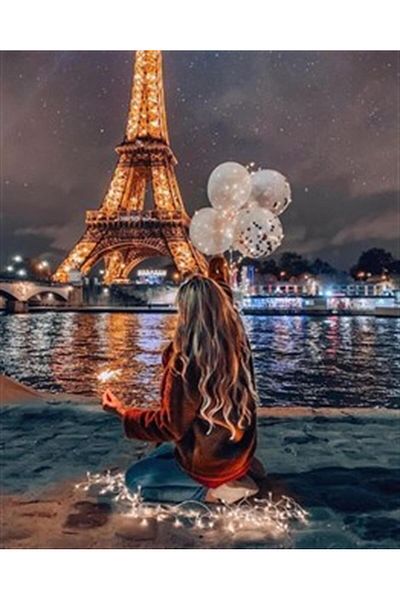 pixartsanat Romantic Eiffel Scenery Pixart Art Diamond Mosaic Painting Diamond Turkey 48*61