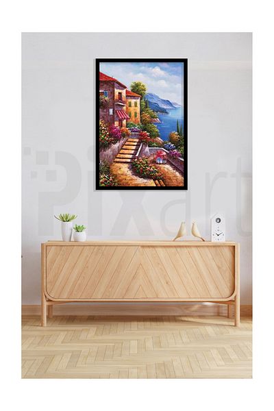 pixartsanat Sea View House Pixart Art Diamond Mosaic Painting Diamond Türkiye 35*50