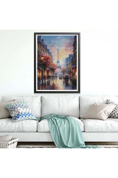 pixartsanat Pixart Diamond Mosaic Painting - Paris, Eiffel Tower Turkey 30X40