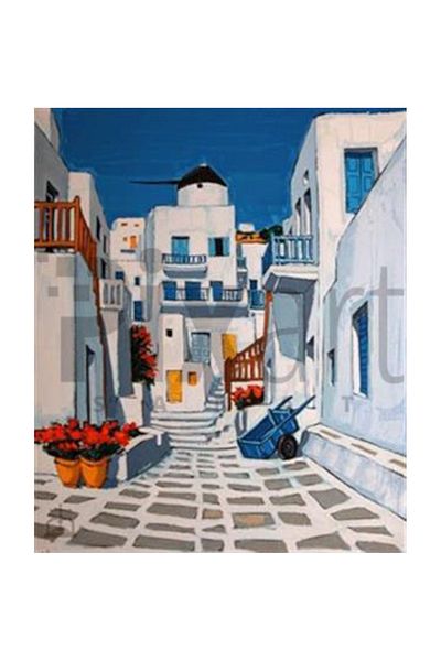 pixartsanat Mykonos Houses Pixart Art Diamond Mosaic Painting Diamond Turkey 45*55