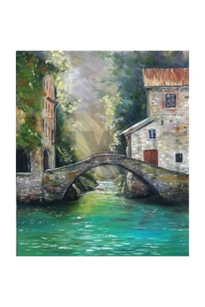 pixartsanat Stone Houses And Bridge Pixart Art Diamond Mosaic Painting Diamond Türkiye 64*76