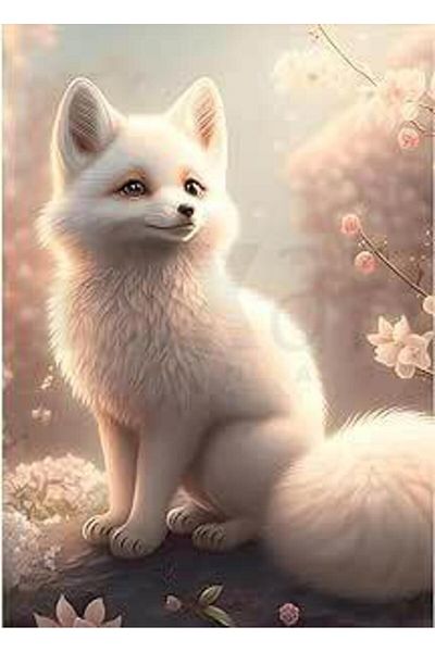 pixartsanat White Fox 30x40 PixArt Art Diamond Mosaic Painting Diamond Turkey