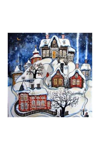 pixartsanat Snowy Houses Pixart Art Diamond Mosaic Painting Diamond Turkey 56*56