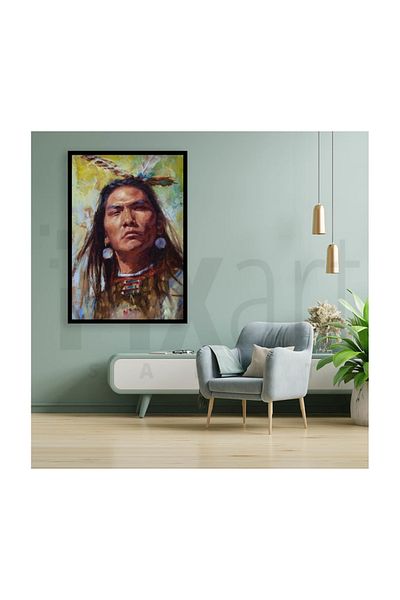 pixartsanat Native American Woman Pixart Art Diamond Mosaic Painting Diamond Türkiye 36*51