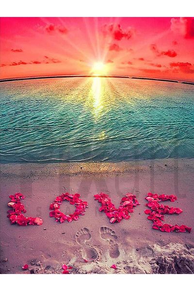 pixartsanat Beach Love 30*40 PixArt Art Diamond Mosaic Painting Diamond Turkey