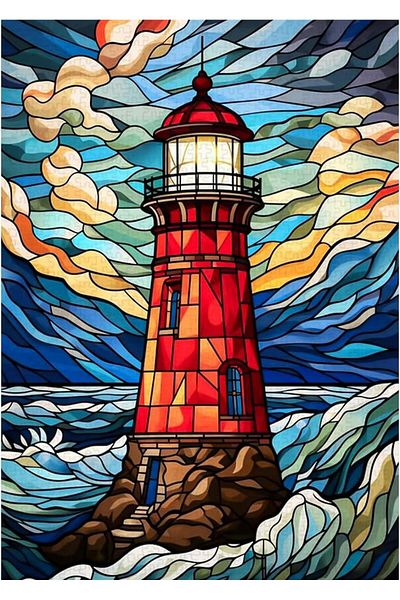 pixartsanat Pixart Art Diamond Diamond Lighthouse Painting with Diamond Mosaic - Turkey 30X40