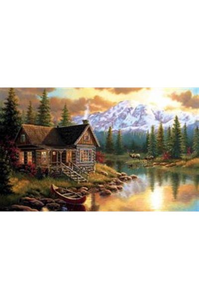 pixartsanat Wooden Hut Pixart Art Diamond Mosaic Painting Diamond Türkiye 66*53