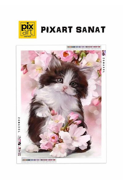 pixartsanat Cute Cat 45x60 PixArt Art Diamond Mosaic Painting Diamond Turkey