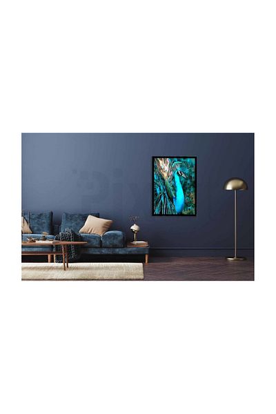 pixartsanat Blue Peacock with Perfect Feathers Pixart Art Diamond Mosic Painting Daimond Turkey 42*58