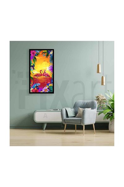 pixartsanat Flamingos in the Sunset Pixart Art Diamond Musical Painting Daimond Turkey 48*81