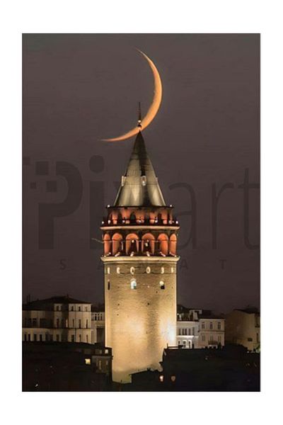 pixartsanat Galata Tower And Crescent Pixart Art Diamond Mosaic Painting Diamond Türkiye 40*60