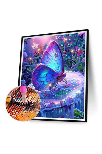 pixartsanat Butterfly Butterfly Pixart Art Diamond Mosaic Painting Diamond Turkey 30X40