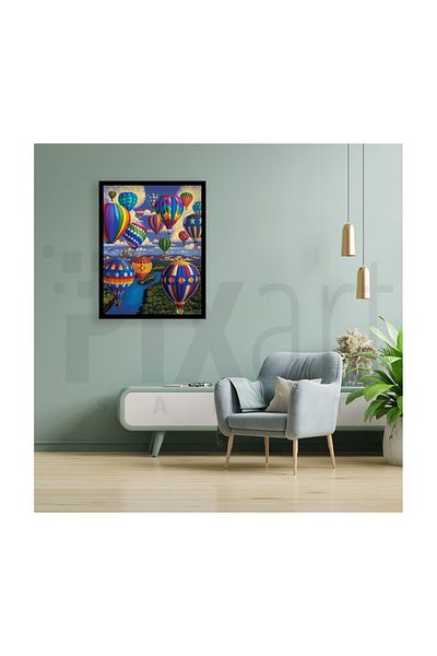 pixartsanat Colorful Flying Balloons Pixart Art Diamond Mosaic Painting Diamond Turkey 46*56