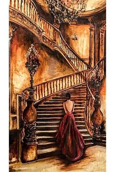 pixartsanat Woman in the Chalet Pixart Art Diamond Mosaic Painting Diamond Turkey 33*58